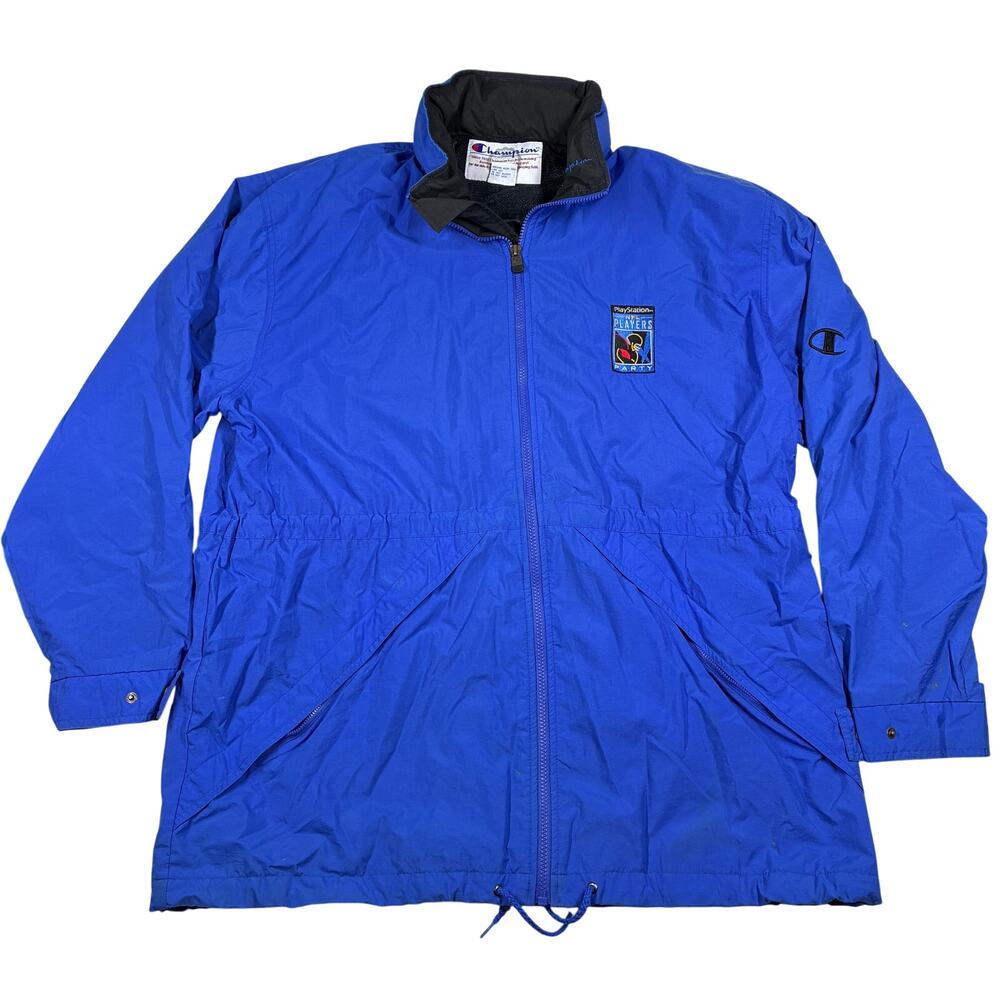 Vintage Playstation NFL Players Party Jacket Large Blue Champion Windbreaker